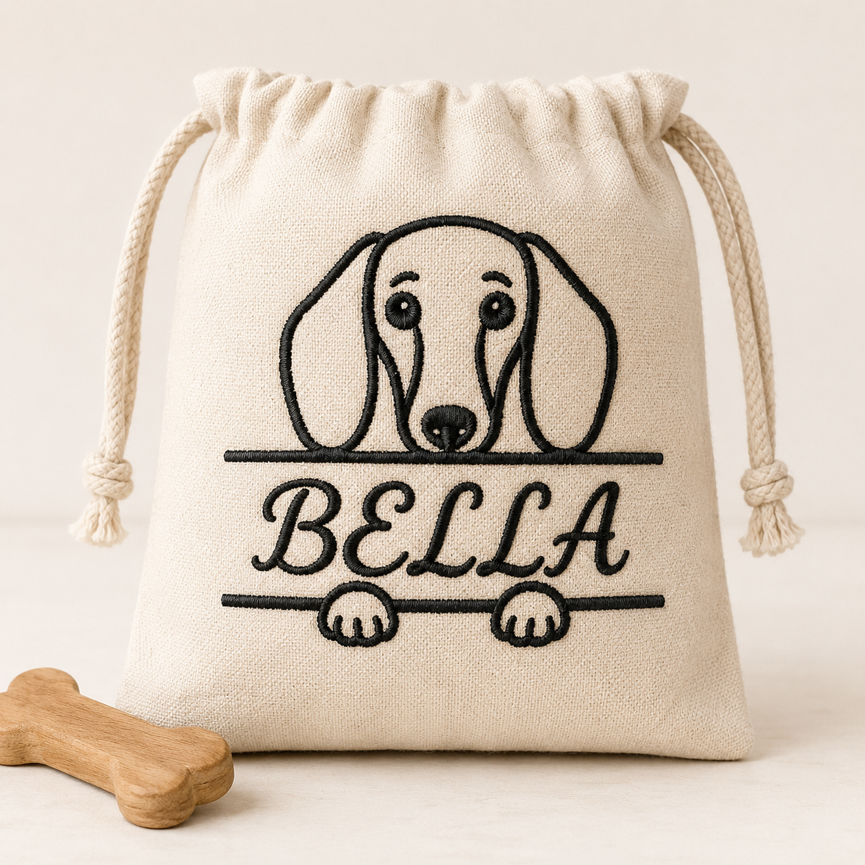 Dachshund Split Name Machine Embroidery Design File | Digital Download | 4 Sizes & 7 Formats Included Threaded Dreams
