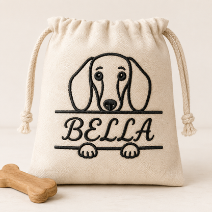 Dachshund Split Name Machine Embroidery Design File | Digital Download | 4 Sizes & 7 Formats Included Threaded Dreams