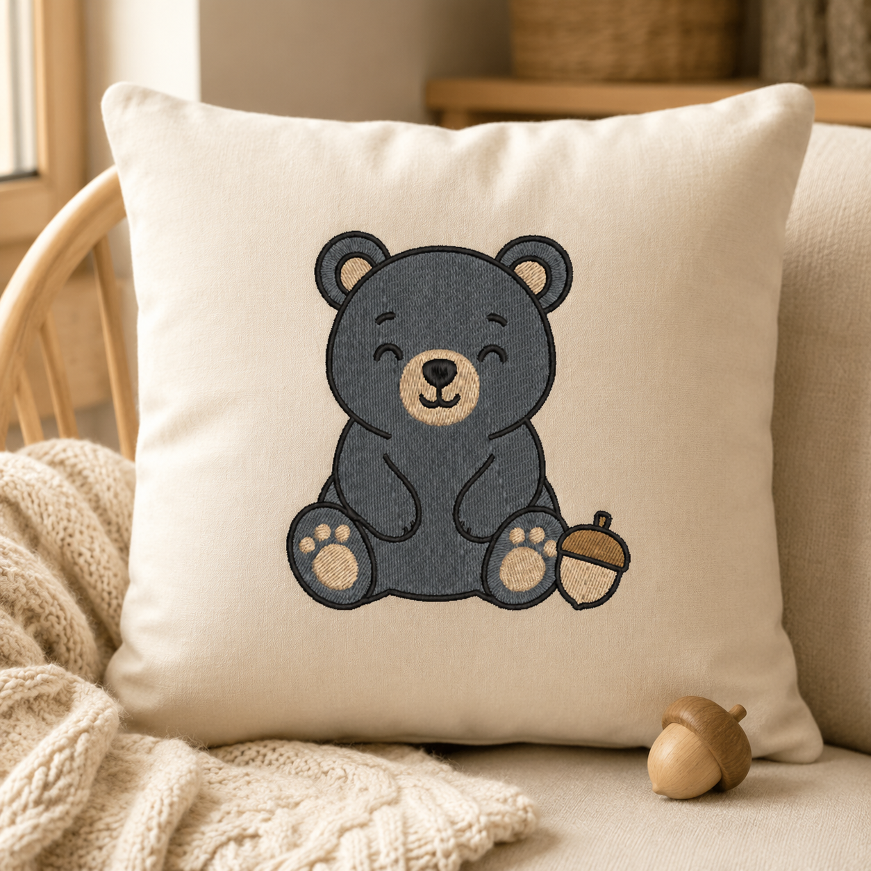 Woodland Bear Forest Animal Embroidery Design File | Digital Download | 6 Sizes & 7 Formats Included Threaded Dreams