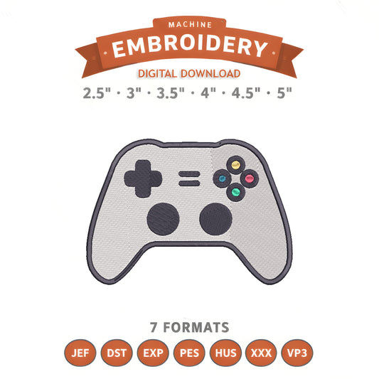 Xbox Controller Embroidery Design File | Digital Download | 6 Sizes & 7 Formats Included