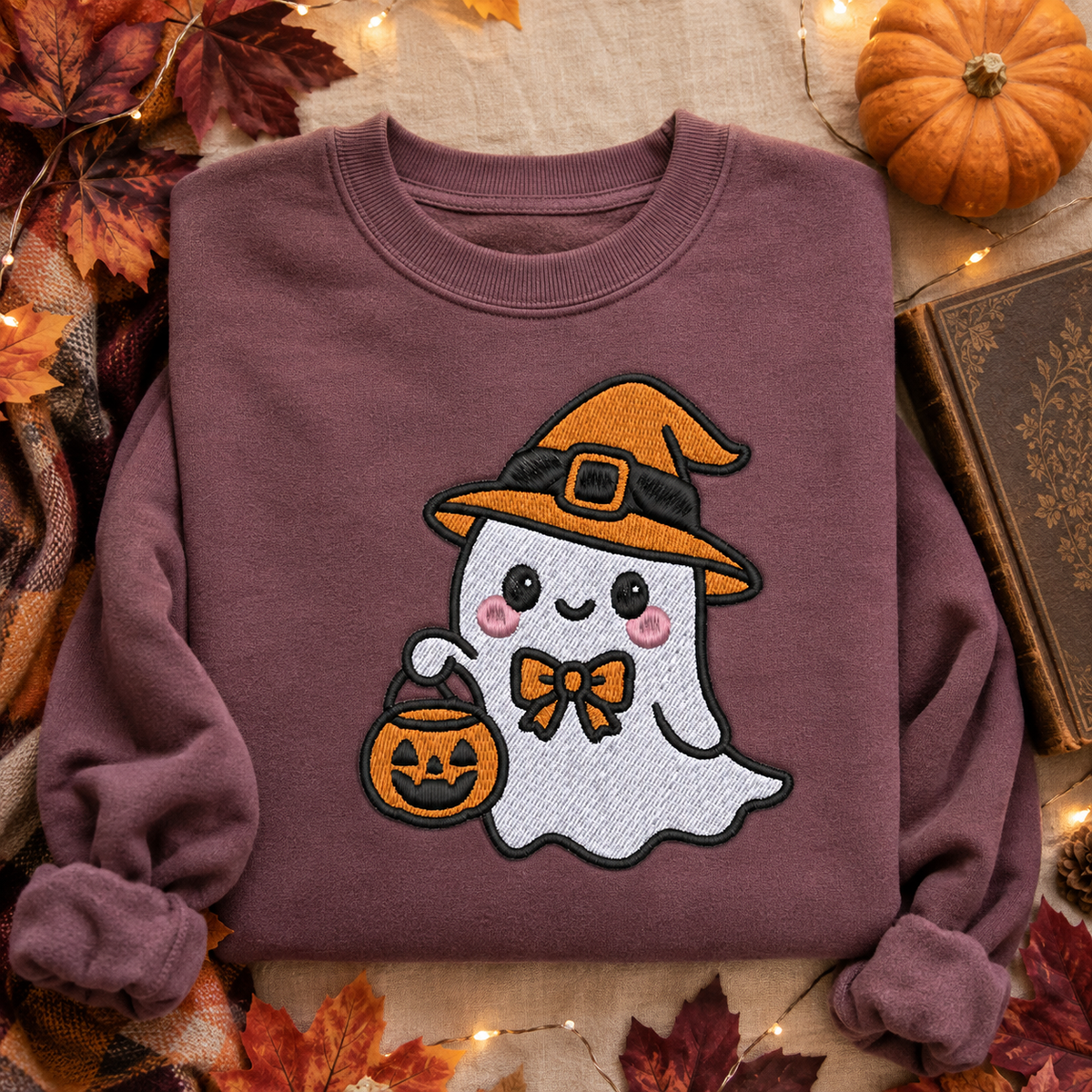 Cute Witch Ghost Embroidery Design File | Digital Download | 6 Sizes & 7 Formats Included Threaded Dreams