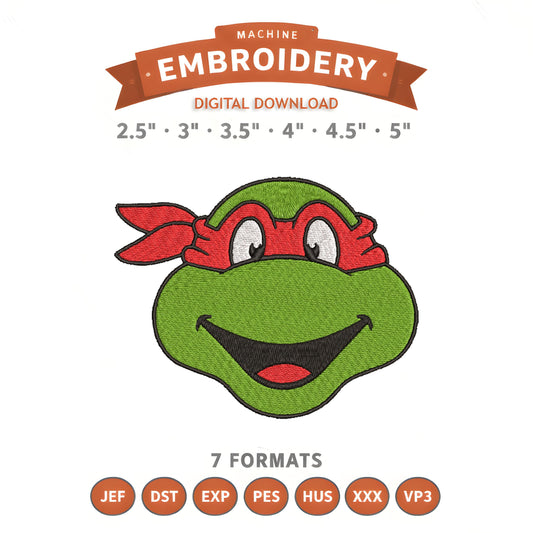 Ninja Turtles Raphael Embroidery Design File | Digital Download | 6 Sizes & 7 Formats Included