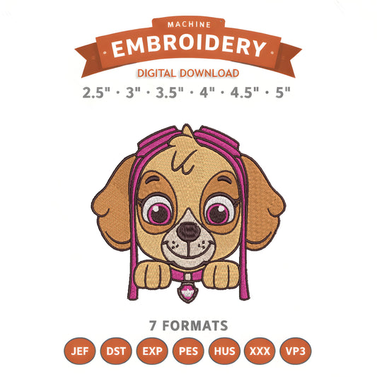 Paw Patrol Skye Embroidery Design File | Digital Download | 6 Sizes & 7 Formats Included