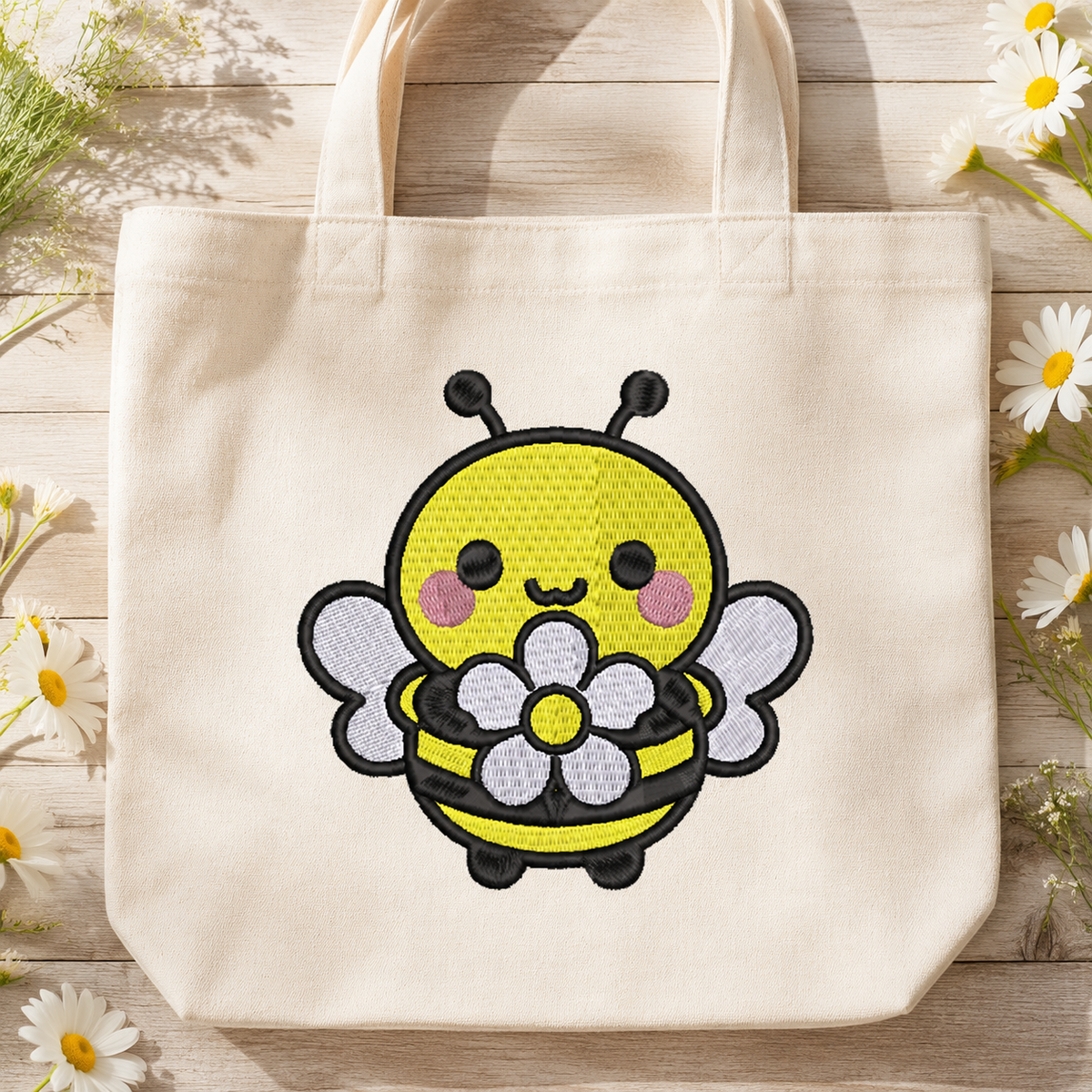 Bumblebee Flower Embroidery Design File | Kawaii Bee | Digital Download | 6 Sizes & 7 Formats Included Threaded Dreams