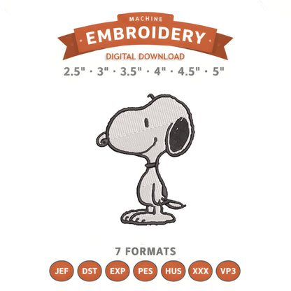 Snoopy Embroidery Design File | Digital Download | 6 Sizes & 7 Formats Included Threaded Dreams