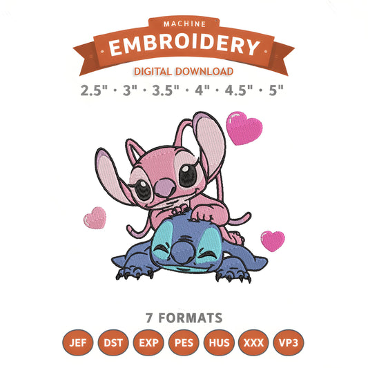 Stitch Angel Embroidery Design File | Digital Download | 6 Sizes & 7 Formats Included