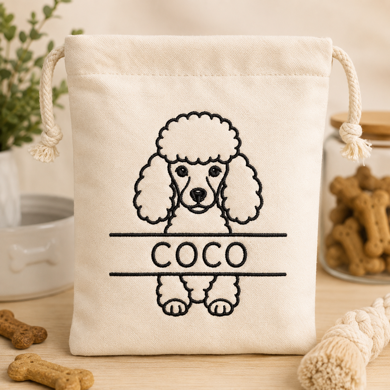 Poodle Split Name Machine Embroidery Design File | Digital Download | 4 Sizes & 7 Formats Included Threaded Dreams