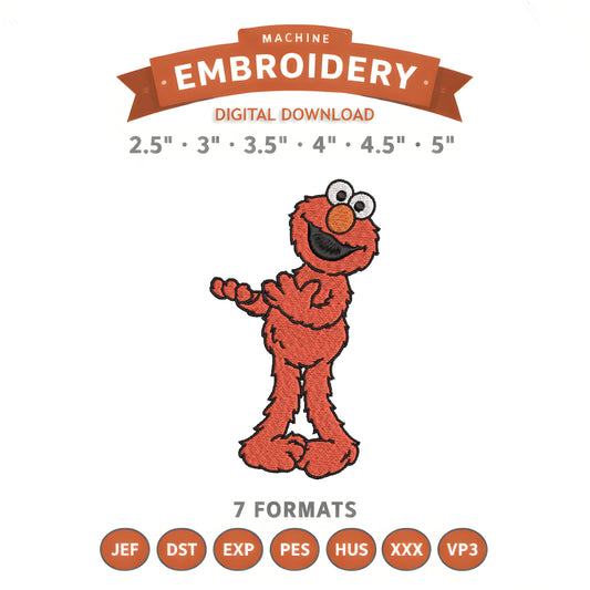 Elmo Sesame Street Embroidery Design File | Digital Download | 6 Sizes & 7 Formats Included