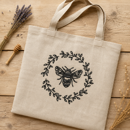 Bee Wreath Embroidery Design File | Digital Download | 6 Sizes & 7 Formats Included Threaded Dreams