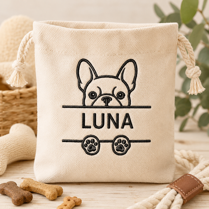 French Bulldog Split Name Machine Embroidery Design File | Digital Download | 4 Sizes & 7 Formats Included Threaded Dreams