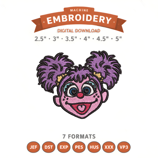 Abby Cadabby Sesame Street Embroidery Design File | Digital Download | 6 Sizes & 7 Formats Included