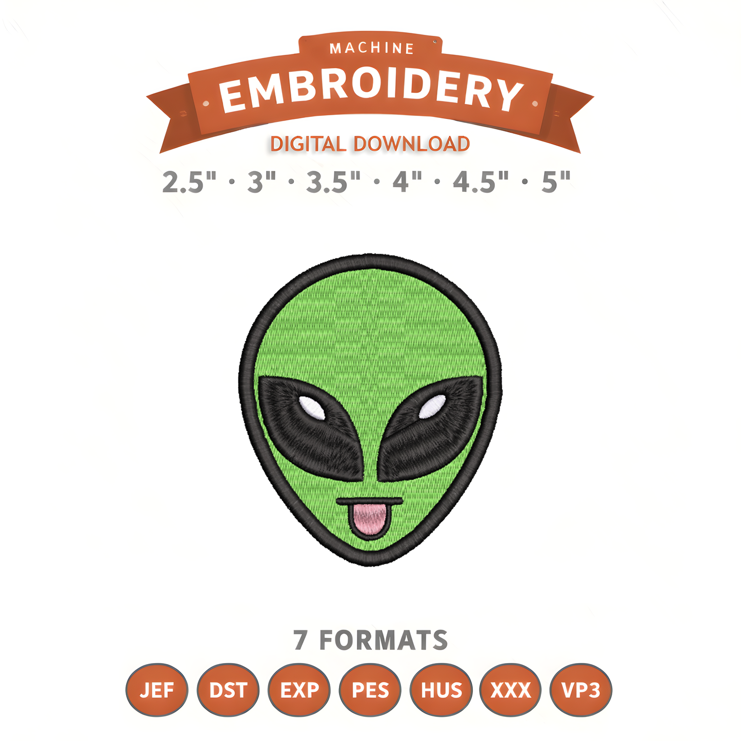 Alien Tongue Embroidery Design File | Digital Download | 6 Sizes & 7 Formats Included Threaded Dreams