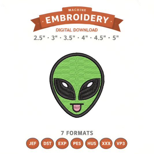 Alien Tongue Embroidery Design File | Digital Download | 6 Sizes & 7 Formats Included Threaded Dreams