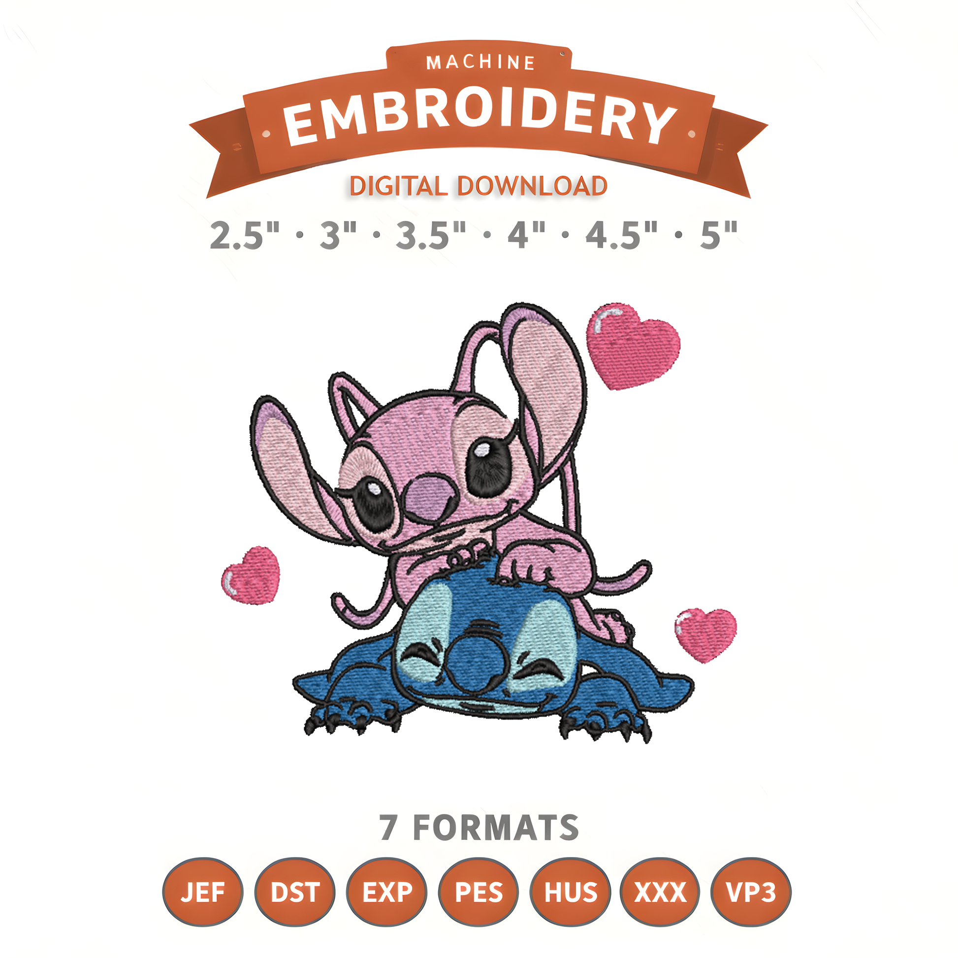 Stitch Angel Embroidery Design File | Digital Download | 6 Sizes & 7 Formats Included Threaded Dreams