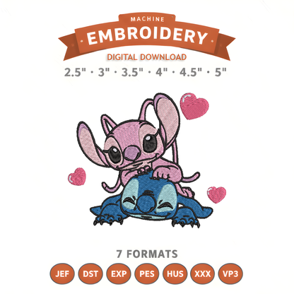 Stitch Angel Embroidery Design File | Digital Download | 6 Sizes & 7 Formats Included Threaded Dreams
