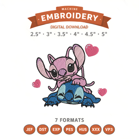 Stitch Angel Embroidery Design File | Digital Download | 6 Sizes & 7 Formats Included Threaded Dreams