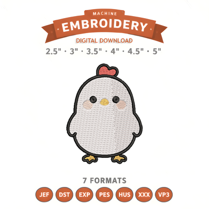 Baby Chicken Embroidery Design File | Digital Download | 6 Sizes & 7 Formats Included Threaded Dreams