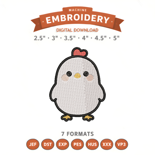 Baby Chicken Embroidery Design File | Digital Download | 6 Sizes & 7 Formats Included Threaded Dreams