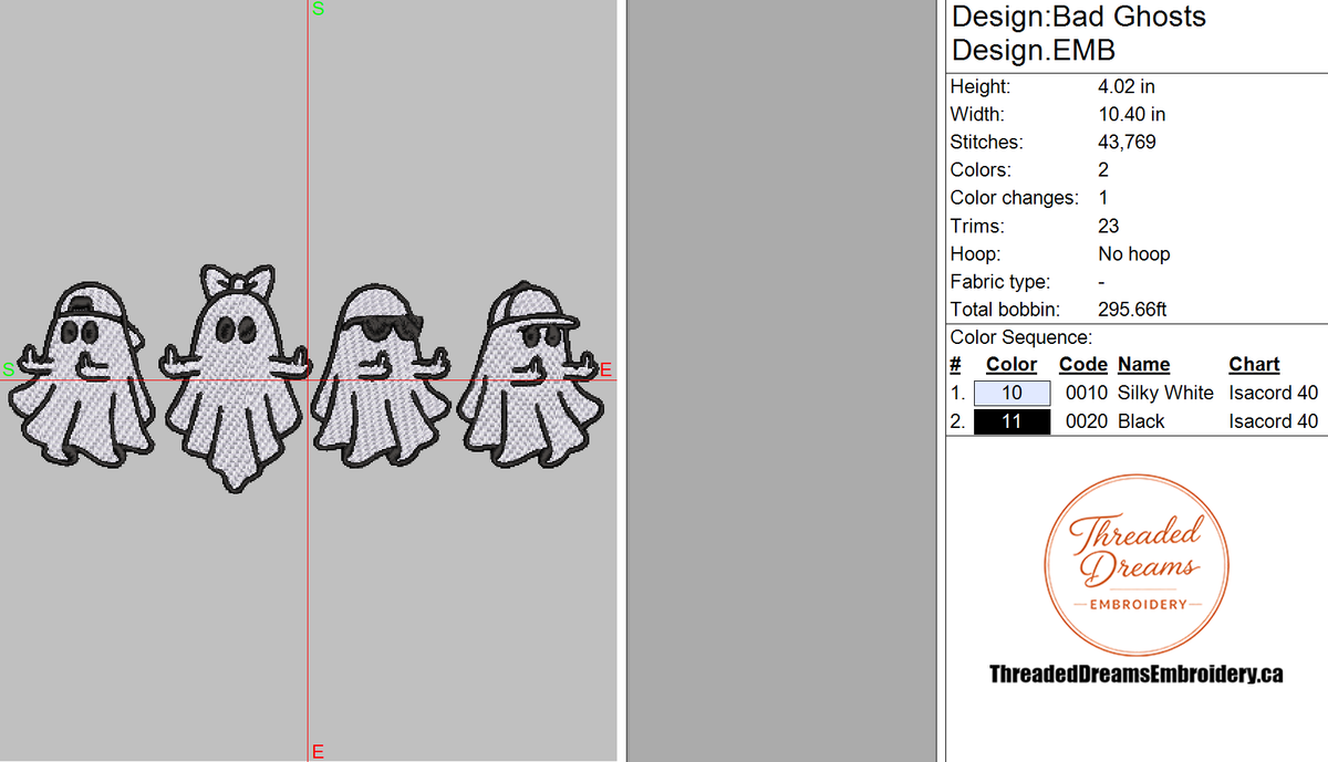 Halloween Ghost Squad Embroidery Design File | Digital Download | 6 Sizes & 7 Formats Included Threaded Dreams