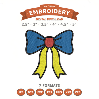 Beautiful Bow Embroidery Design File | Digital Download | 6 Sizes & 7 Formats Included Threaded Dreams
