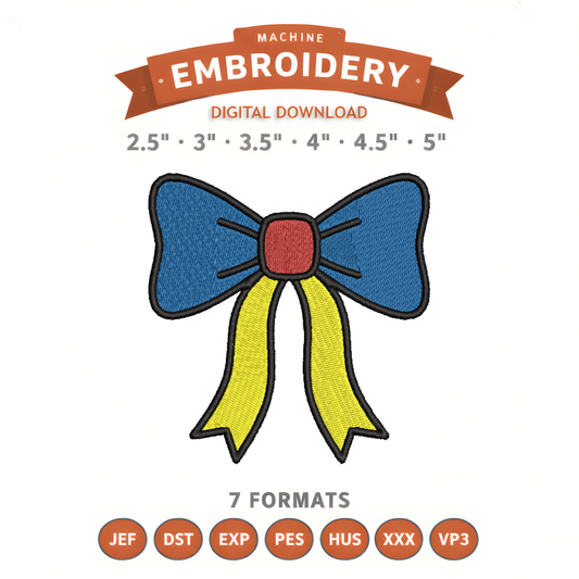 Beautiful Bow Embroidery Design File | Digital Download | 6 Sizes & 7 Formats Included Threaded Dreams