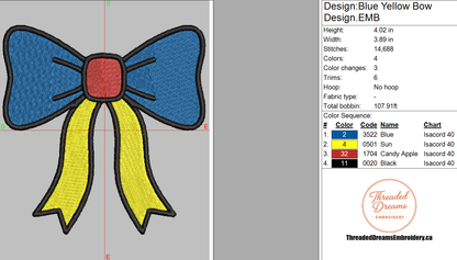 Beautiful Bow Embroidery Design File | Digital Download | 6 Sizes & 7 Formats Included Threaded Dreams