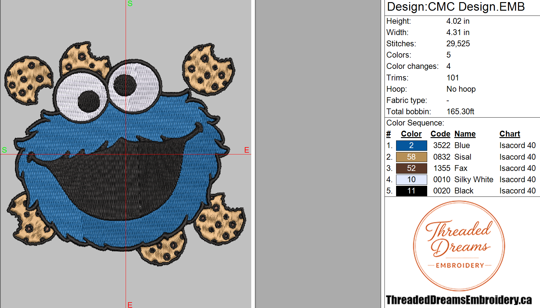 Cookie Monster Cookies Embroidery Design File | Digital Download | 6 Sizes & 7 Formats Included Threaded Dreams