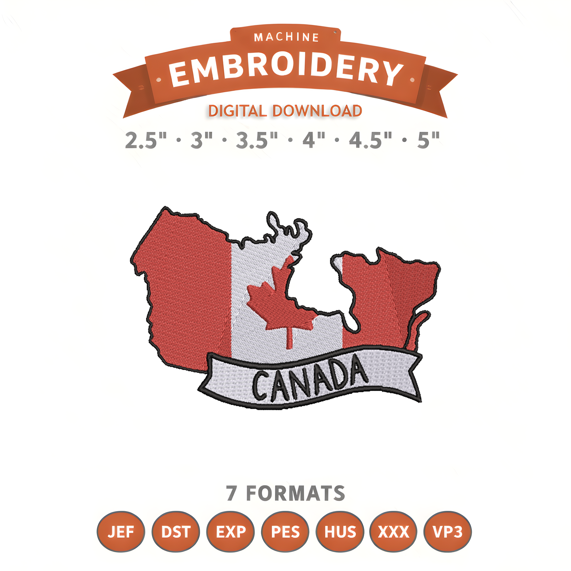 Canada Map Embroidery Design File | Digital Download | 6 Sizes & 7 Formats Included Threaded Dreams