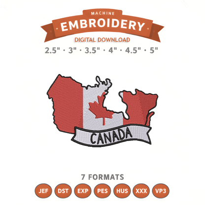 Canada Map Embroidery Design File | Digital Download | 6 Sizes & 7 Formats Included Threaded Dreams