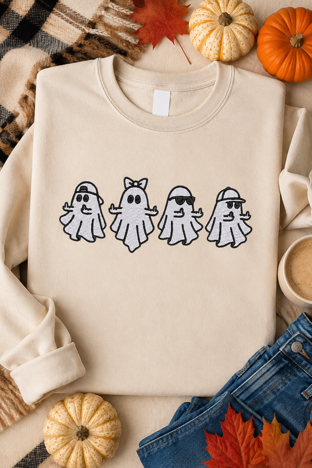 Halloween Ghost Squad Embroidery Design File | Digital Download | 6 Sizes & 7 Formats Included Threaded Dreams