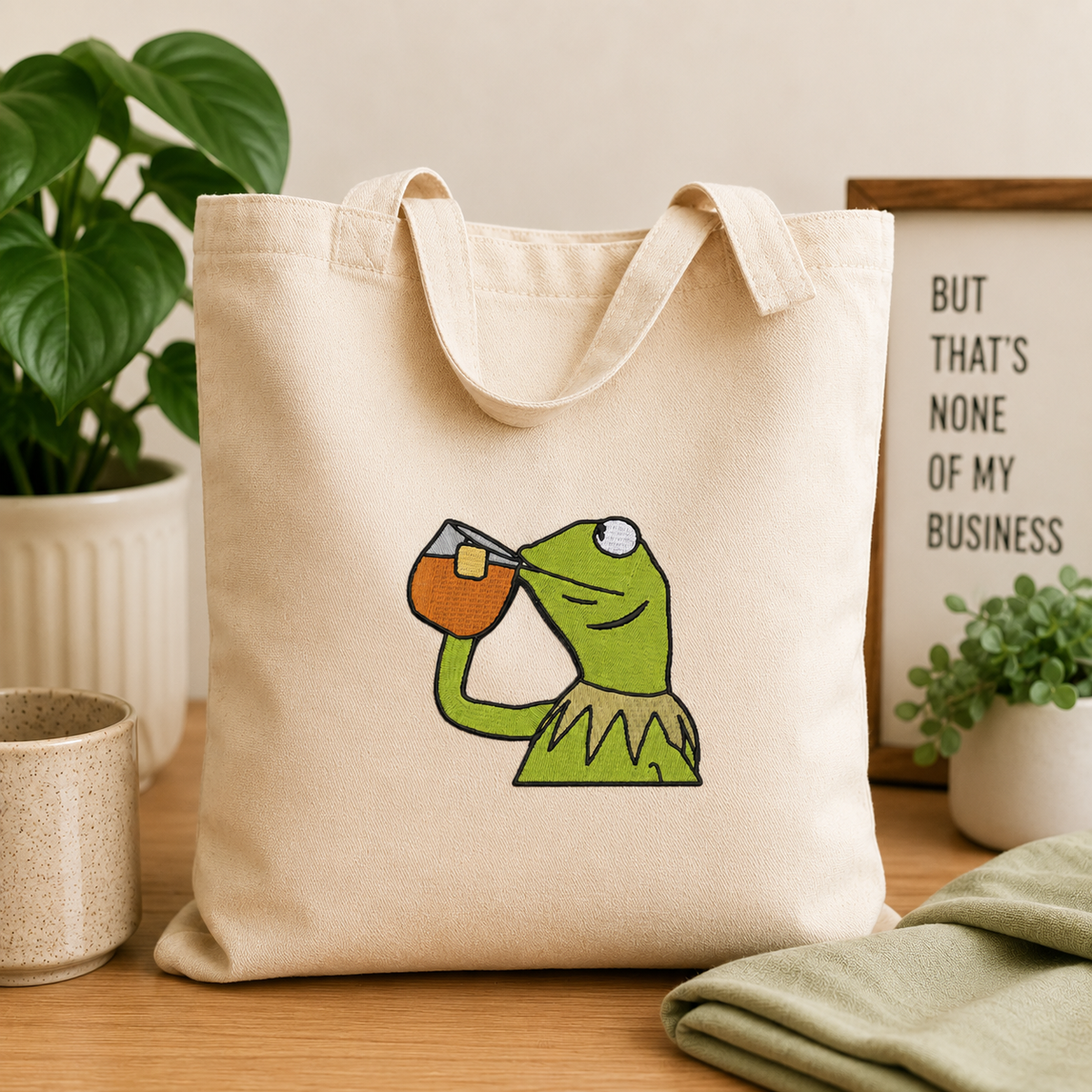 Kermit Sipping Tea Meme Embroidery Design File | Digital Download | 6 Sizes & 7 Formats Included Threaded Dreams