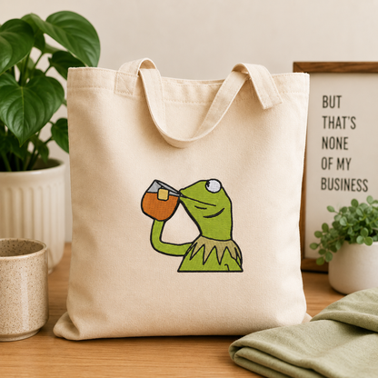 Kermit Sipping Tea Meme Embroidery Design File | Digital Download | 6 Sizes & 7 Formats Included Threaded Dreams