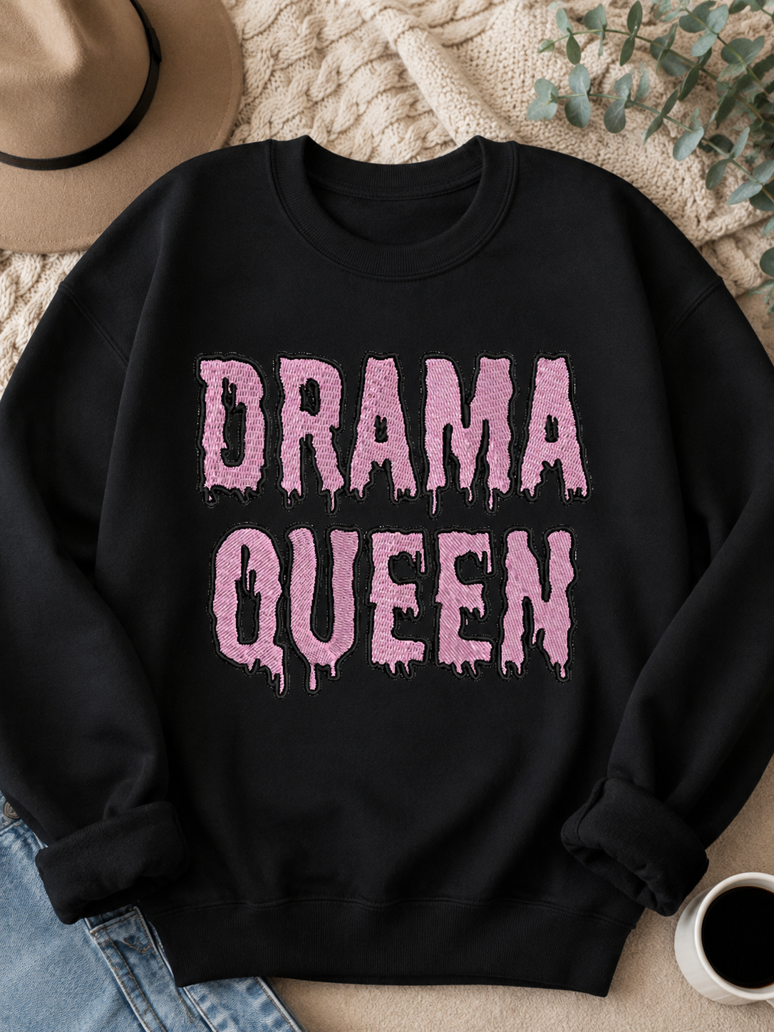 Drama Queen Embroidery Design File | Digital Download | 6 Sizes & 7 Formats Included Threaded Dreams
