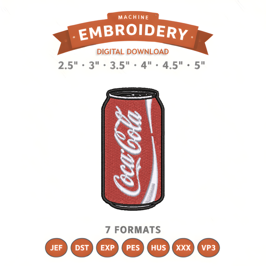 Coca-Cola Embroidery Design File | Digital Download | 6 Sizes & 7 Formats Included Threaded Dreams