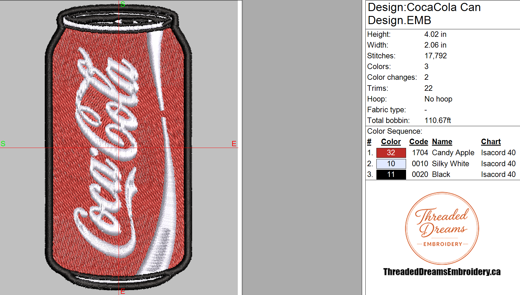 Coca-Cola Embroidery Design File | Digital Download | 6 Sizes & 7 Formats Included Threaded Dreams