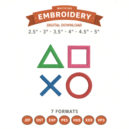 Playstation Controller Buttons Embroidery Design File | Digital Download | 6 Sizes & 7 Formats Included Threaded Dreams