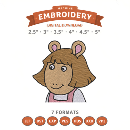 DW Arthur Embroidery Design File | Digital Download | 6 Sizes & 7 Formats Included Threaded Dreams