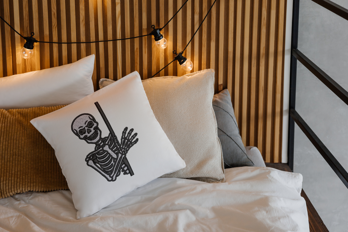 Skeleton Peek Embroidery Design File | Digital Download | 6 Sizes & 7 Formats Included Threaded Dreams
