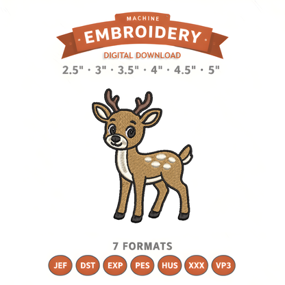 Woodland Deer Forest Animal Embroidery Design File | Digital Download | 6 Sizes & 7 Formats Included Threaded Dreams