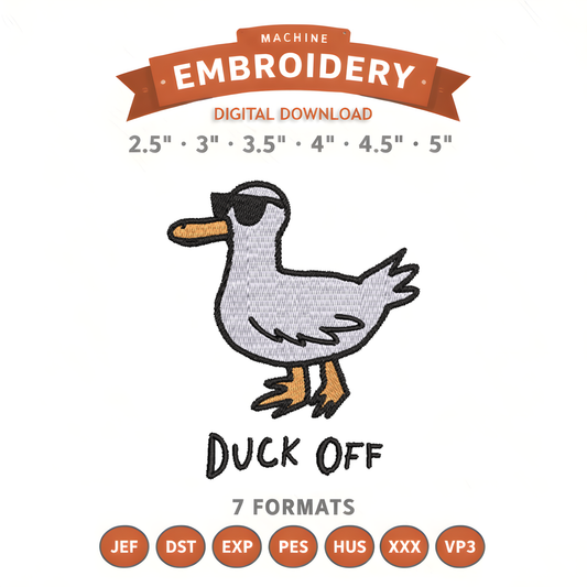 Duck Off Embroidery Design File | Digital Download | 6 Sizes & 7 Formats Included Threaded Dreams