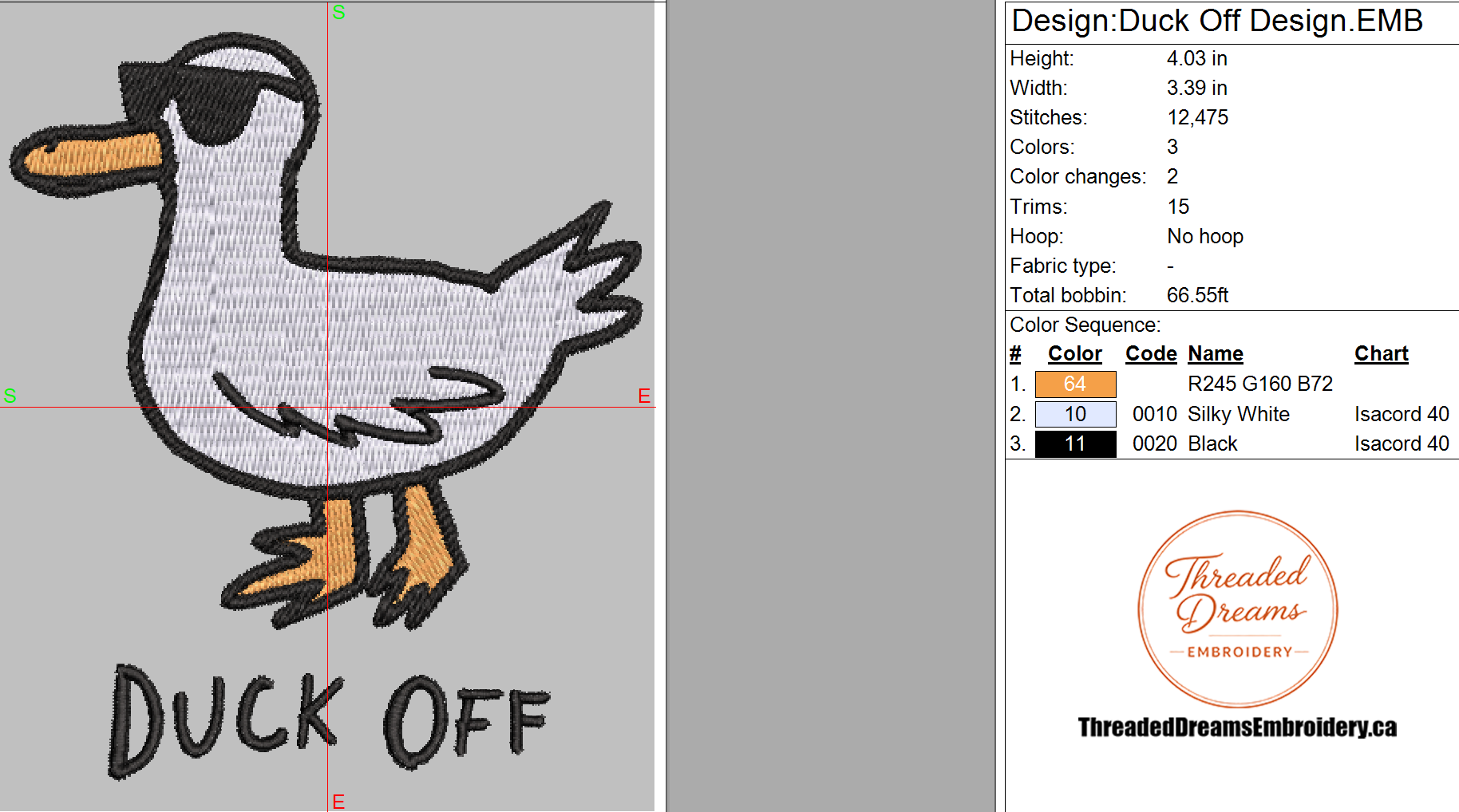 Duck Off Embroidery Design File | Digital Download | 6 Sizes & 7 Formats Included Threaded Dreams