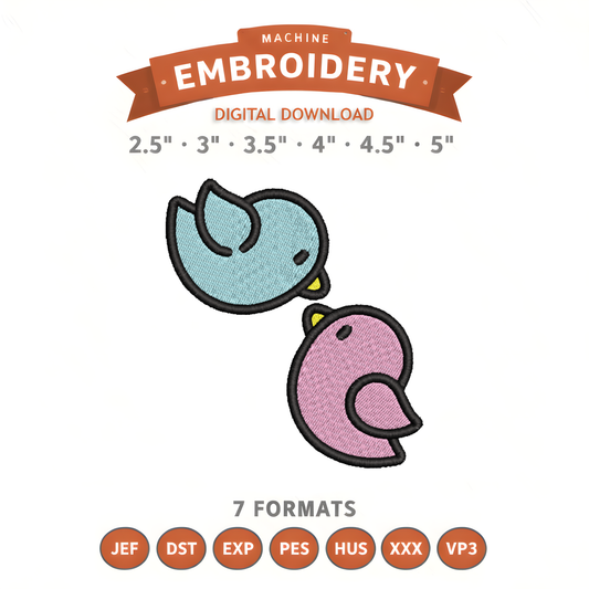 Easter Birds Embroidery Design File | Digital Download | 6 Sizes & 7 Formats Included Threaded Dreams
