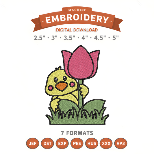 Easter Chick Embroidery Design File | Digital Download | 6 Sizes & 7 Formats Included Threaded Dreams