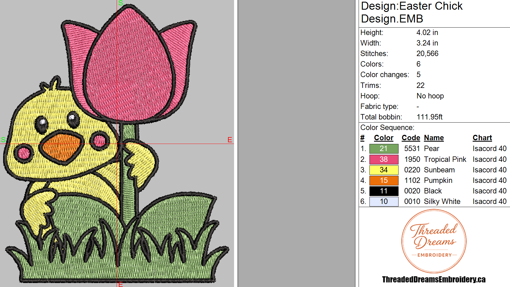 Easter Chick Embroidery Design File | Digital Download | 6 Sizes & 7 Formats Included Threaded Dreams