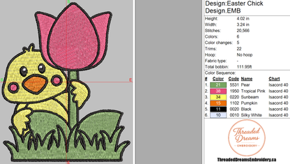 Easter Chick Embroidery Design File | Digital Download | 6 Sizes & 7 Formats Included Threaded Dreams
