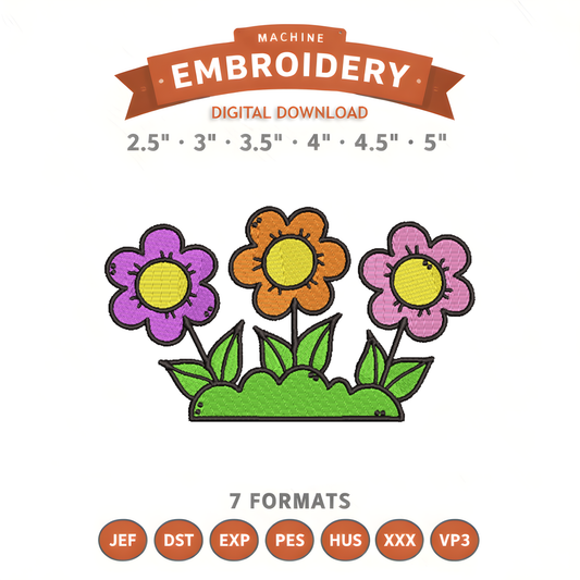 Easter Flowers Embroidery Design File | Digital Download | 6 Sizes & 7 Formats Included Threaded Dreams