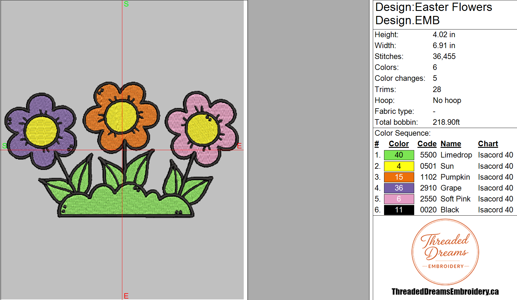 Easter Flowers Embroidery Design File | Digital Download | 6 Sizes & 7 Formats Included Threaded Dreams