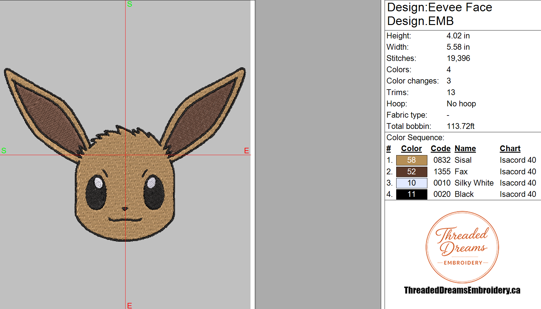 Pokémon Eevee Embroidery Design File | Digital Download | 6 Sizes & 7 Formats Included Threaded Dreams