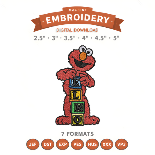Elmo Blocks Sesame Street Embroidery Design File | Digital Download | 6 Sizes & 7 Formats Included Threaded Dreams