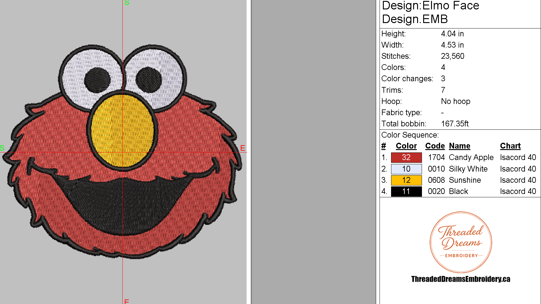 Elmo Sesame Street Embroidery Design File | Digital Download | 6 Sizes & 7 Formats Included Threaded Dreams